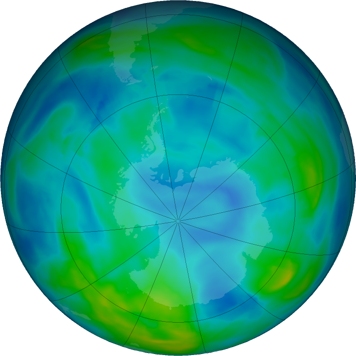 Antarctic ozone map for 04 June 2022